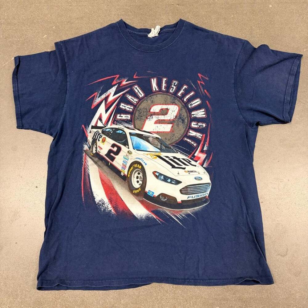 Brad Keselowski Miller Lite NASCAR Tee Mens L Racing Ford Graphic